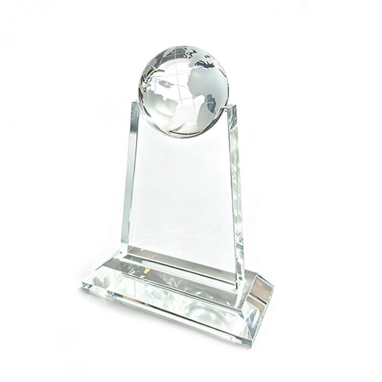 Crystal World Globe Plaque Trophy Blank