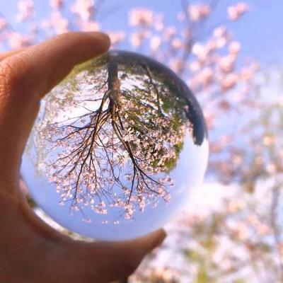 Cherry blossom engraved crystal ball