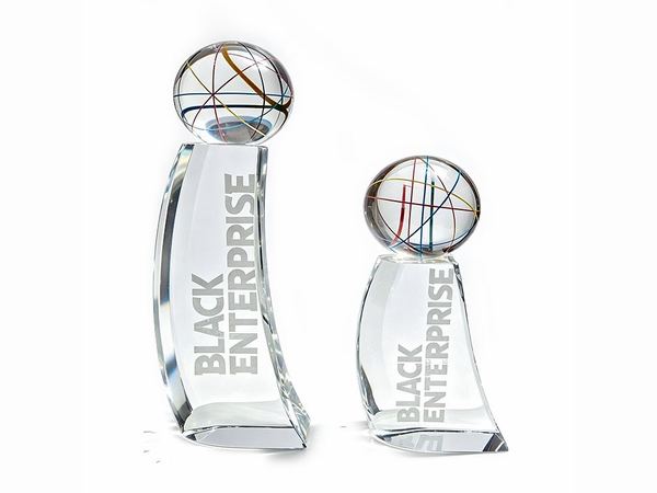 Custom crystal globe awards for corporate award project