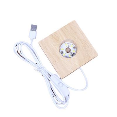 Crystal ball on wood LED light base